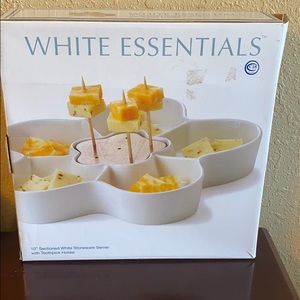 10” Sectioned White Stoneware Server